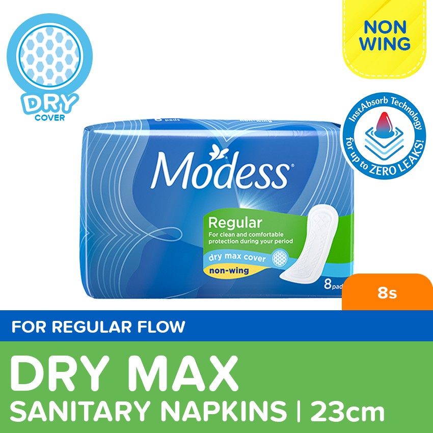 Modess Dry Max Non-Wing Sanitary Napkins 8s