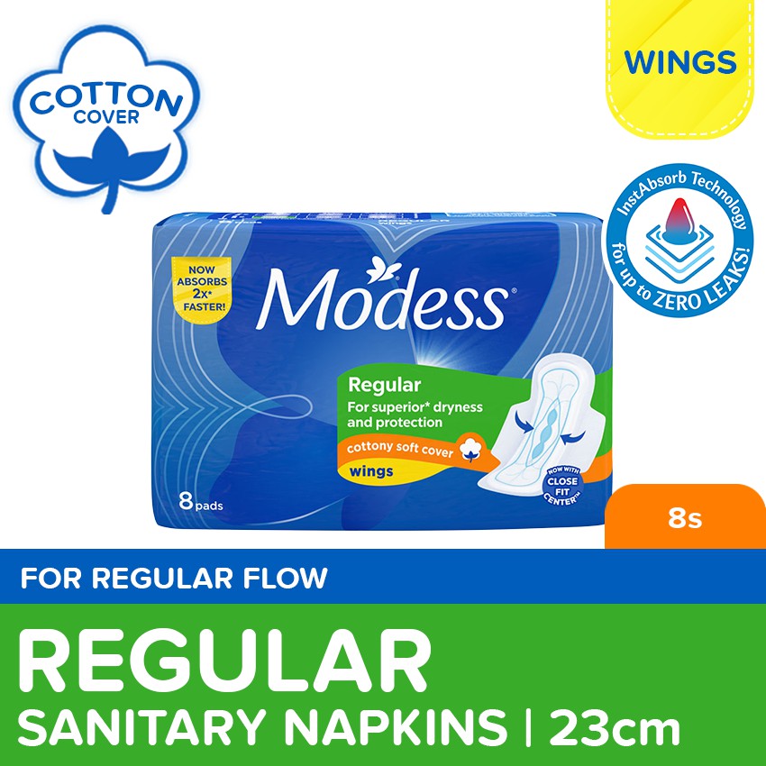 Modess Cottony Soft Maxi w/ Wings Sanitary Napkins 8s