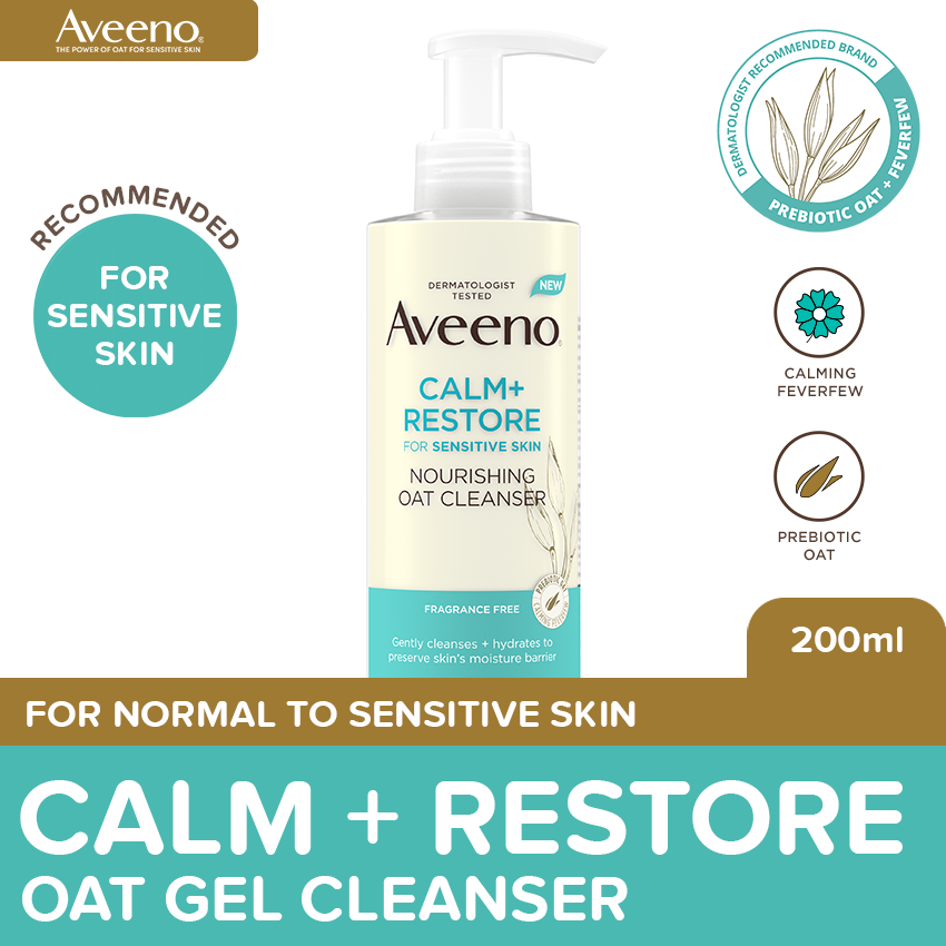 Aveeno Face Calm + Restore Oat Gel Cleanser 200ml