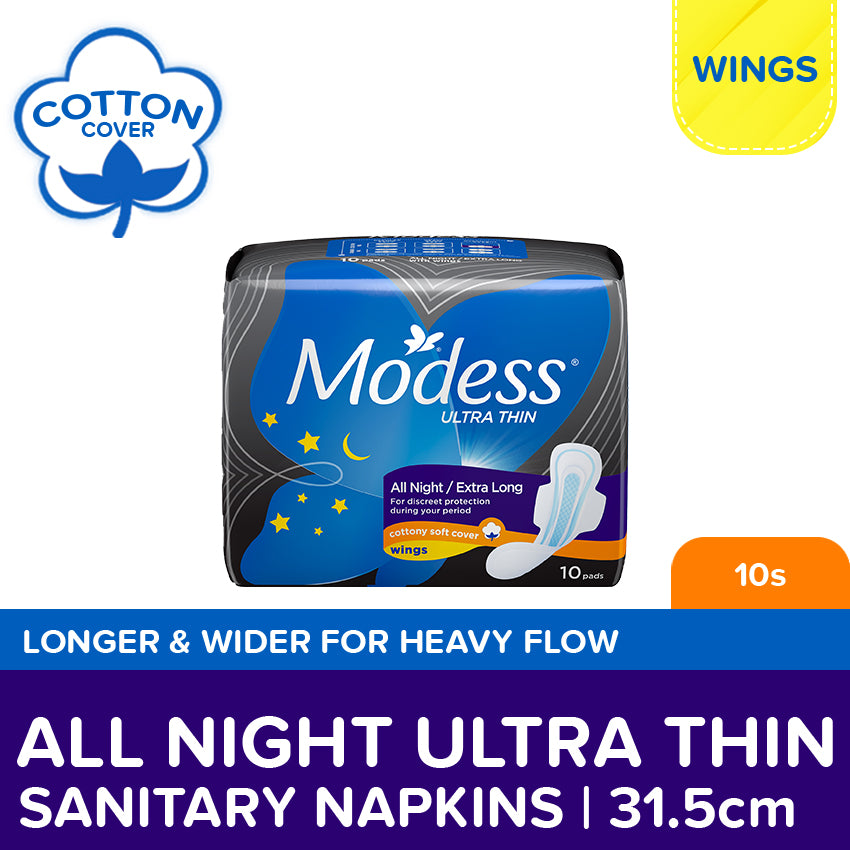 MODESS Ultra Thin All Night Sanitary Napkins 10s