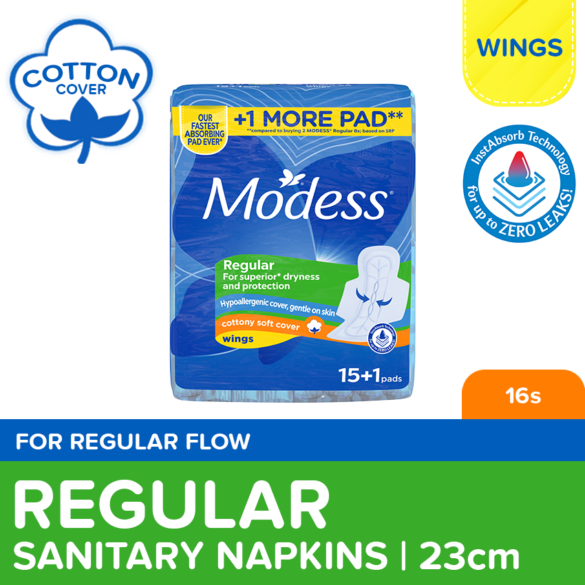 Modess Cottony Soft Maxi w/ Wings Sanitary Napkins 16s