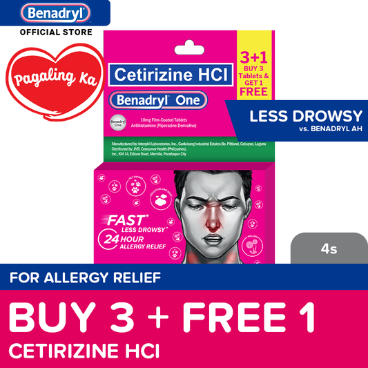 Benadryl One (3+1 FREE) : for allergy relief, less drowsy, less drowse