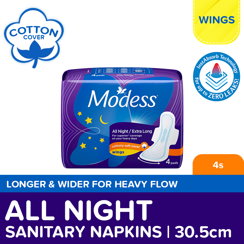 MODESS All Night Sanitary Napkins 4s
