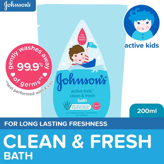 Johnson's Active Kids Clean & Fresh Bath 200ml Refill